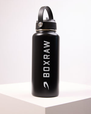 BOXRAW 1L Steel Water Bottle - Black