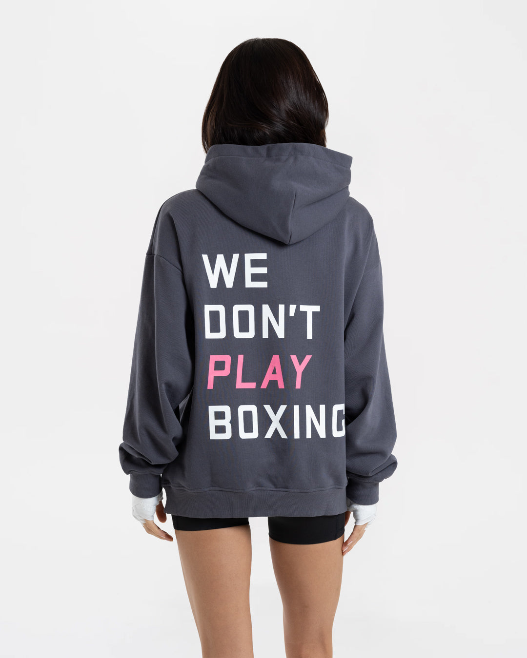 We Don't Play Boxing Oversized Hoodie - Grey/Pink
