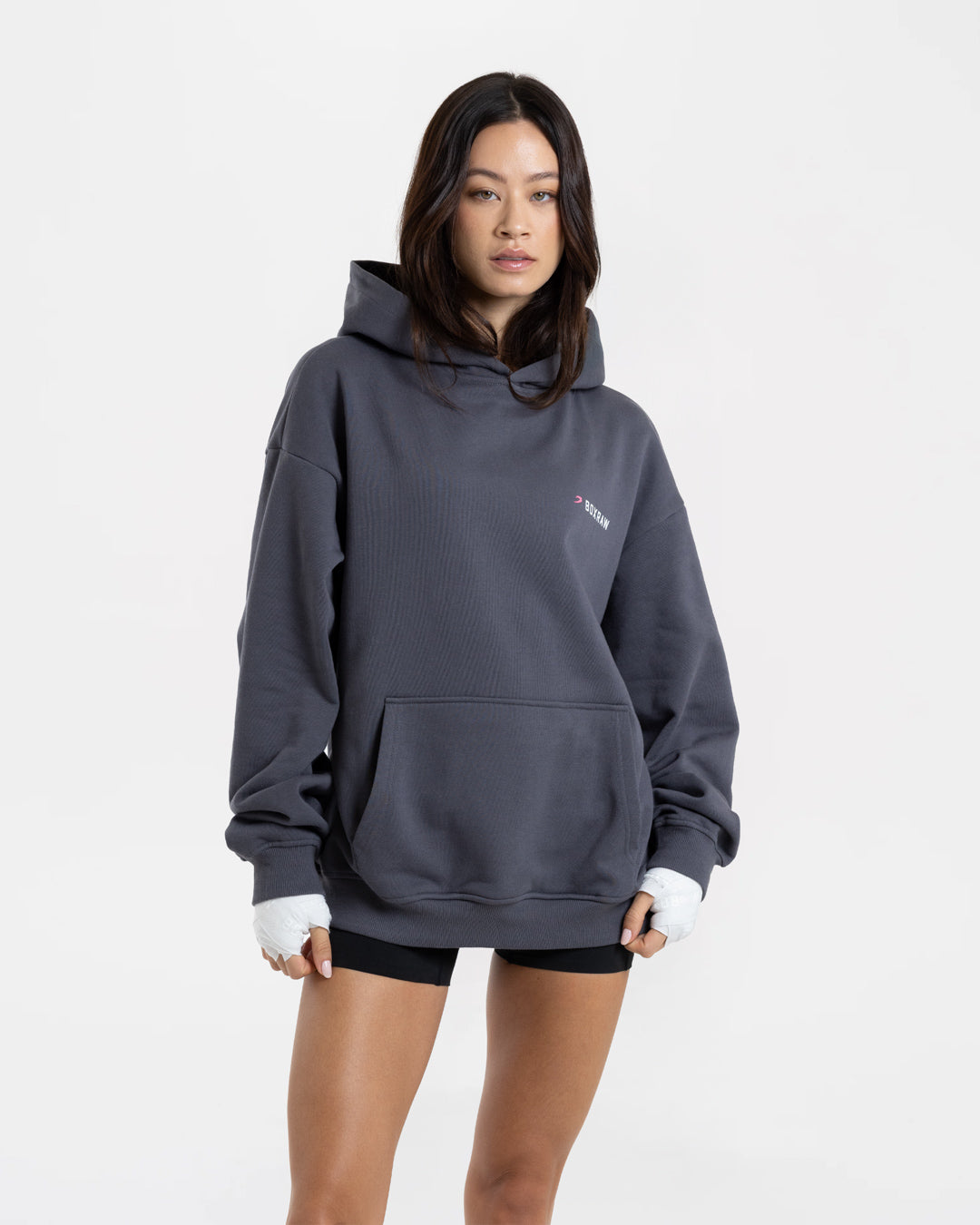 We Don't Play Boxing Oversized Hoodie - Grey/Pink