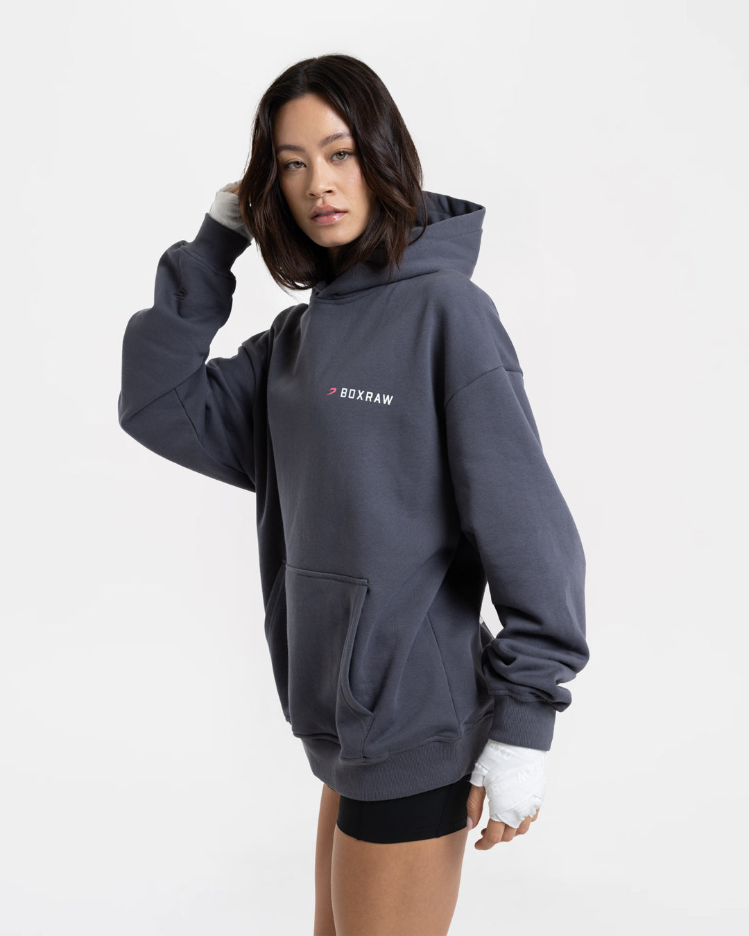 We Don't Play Boxing Oversized Hoodie - Grey/Pink