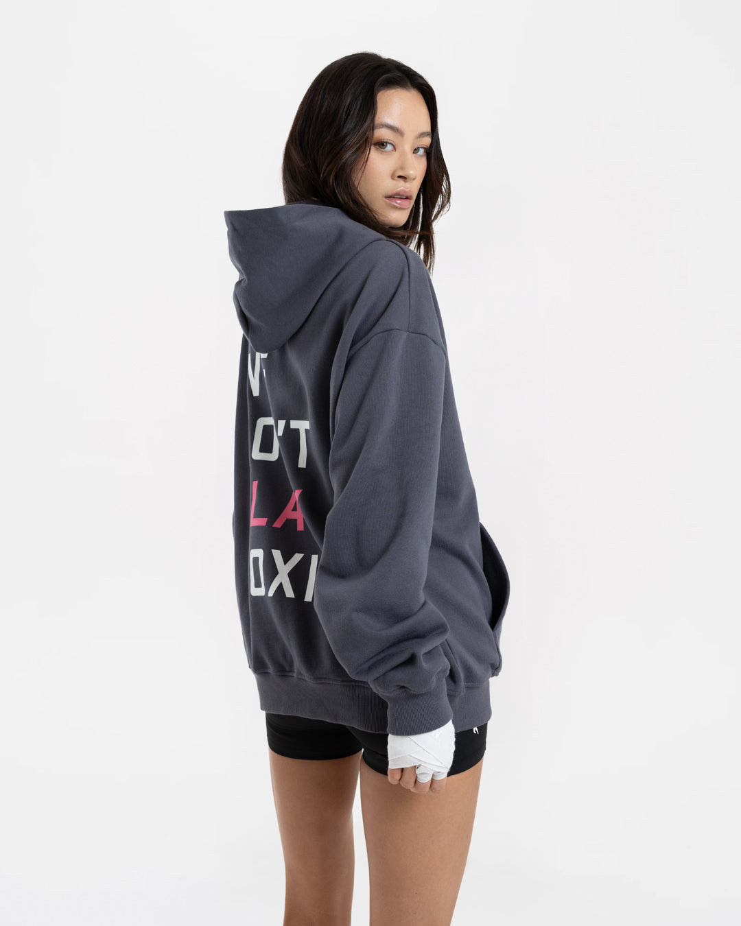We Don't Play Boxing Oversized Hoodie - Grey/Pink