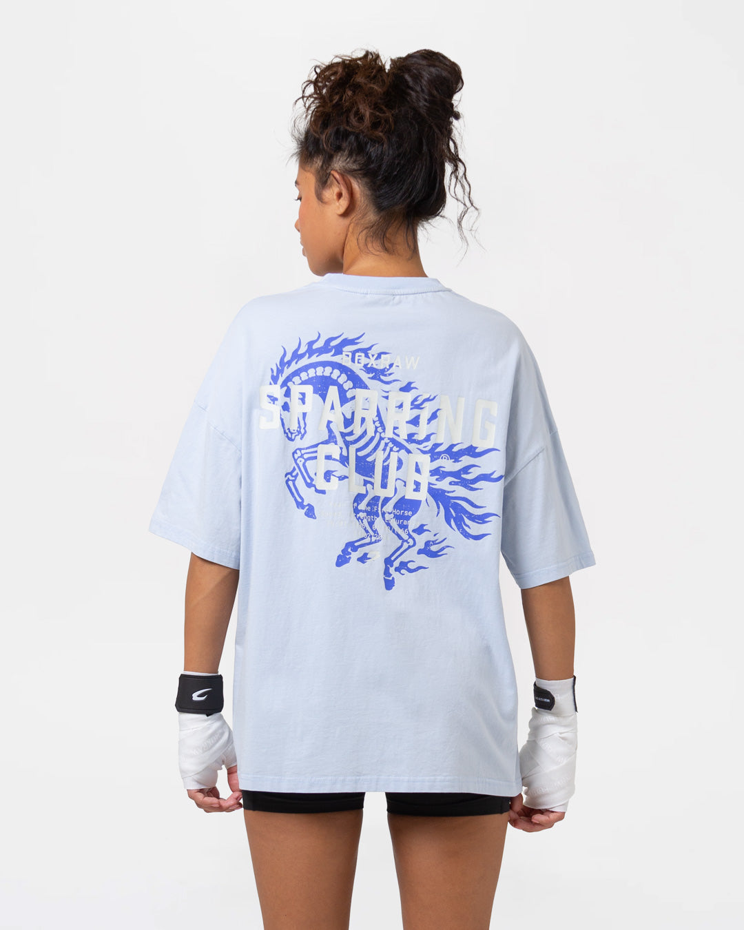 Sparring Club Fire Horse Oversized T-Shirt - Washed Baby Blue