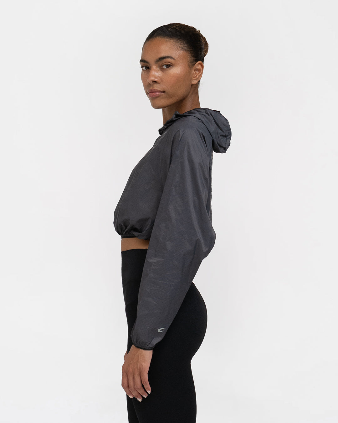 Genaro Cropped Windbreaker Hoodie - Charcoal | BOXRAW