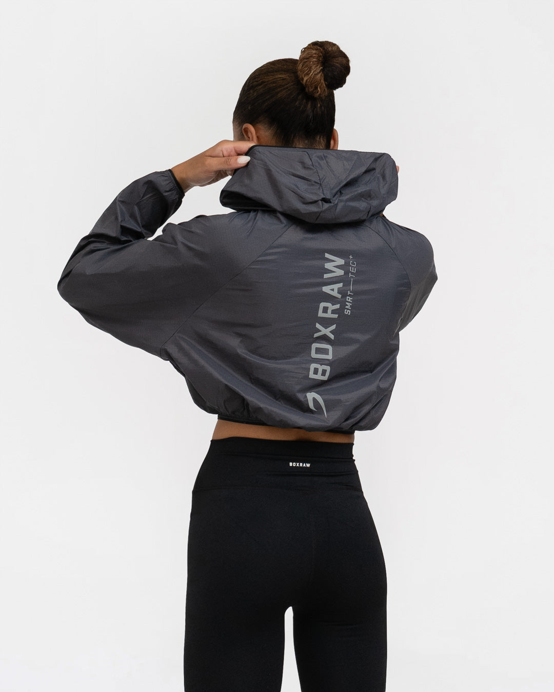 ジャケット・アウター cropped box hoodie Genaro Cropped Windbreaker Hoodie - Charcoal | BOXRAW