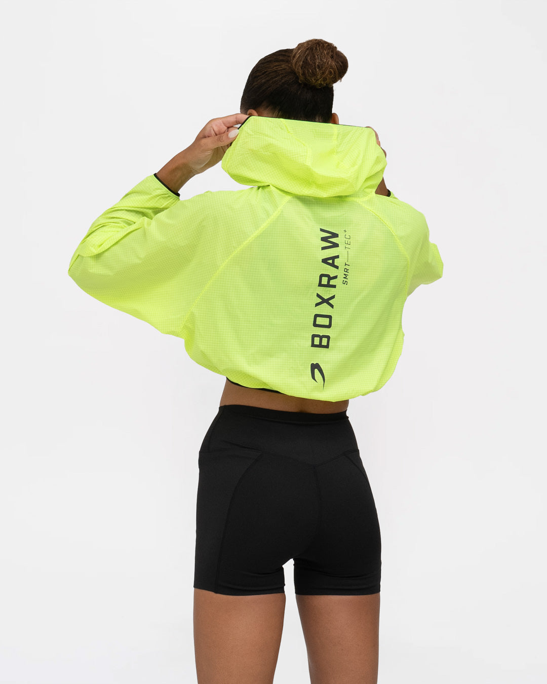 Genaro Cropped Windbreaker Hoodie - Neon Yellow