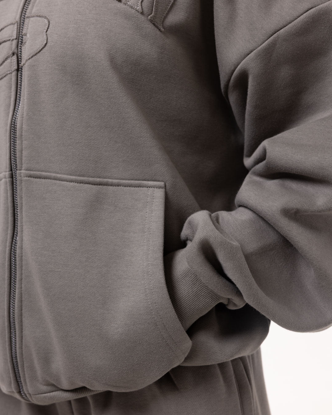 East Street Zip Up Hoodie - Distressed Grey