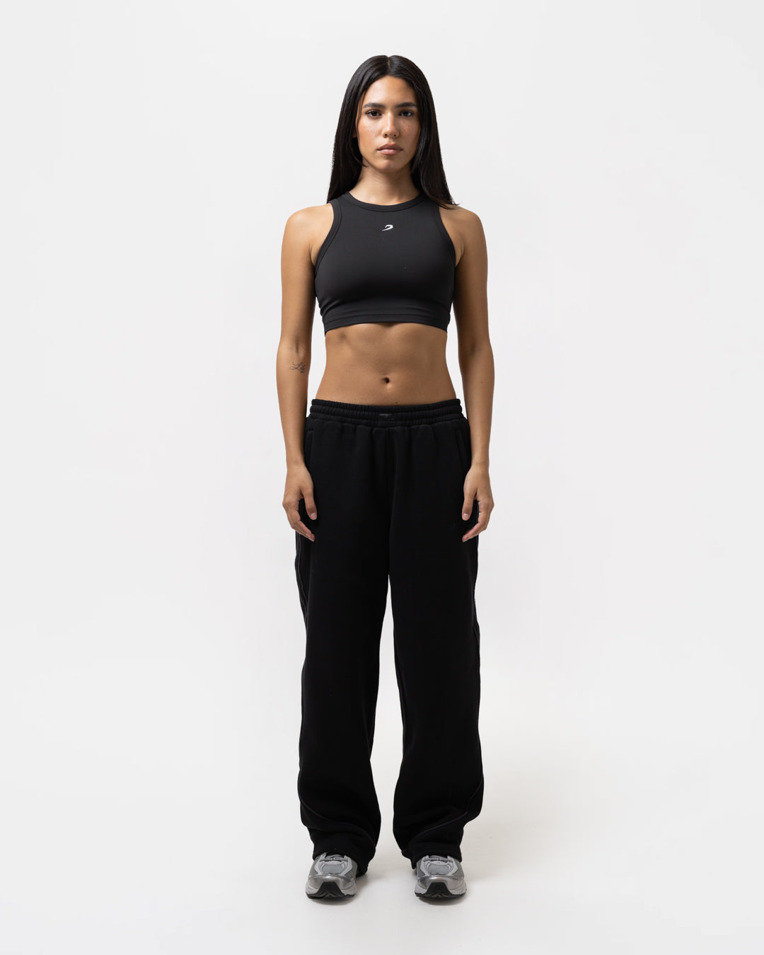 Tammy Racer Crop Top - Black