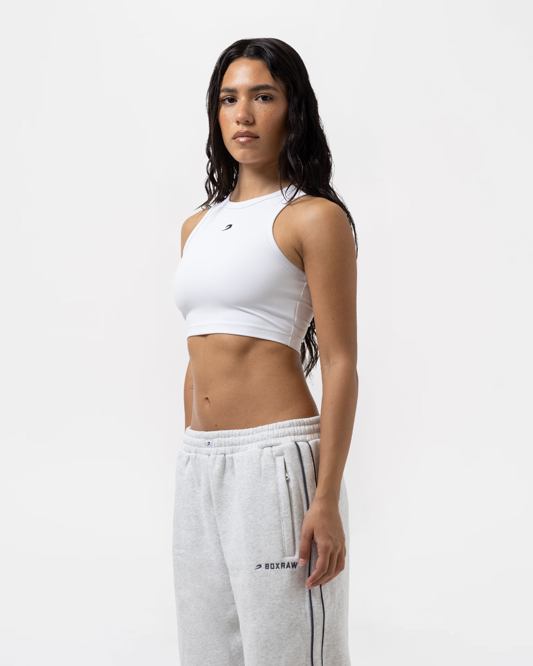 Tammy Racer Crop Top - White