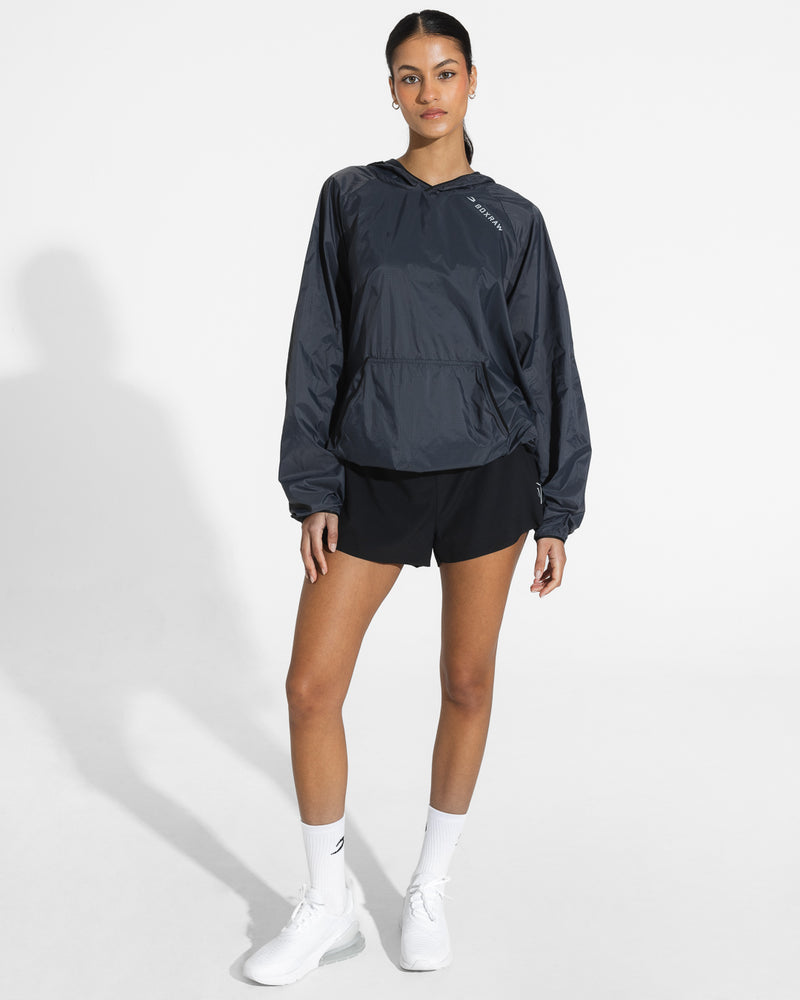 Genaro Oversized Windbreaker Hoodie - Charcoal