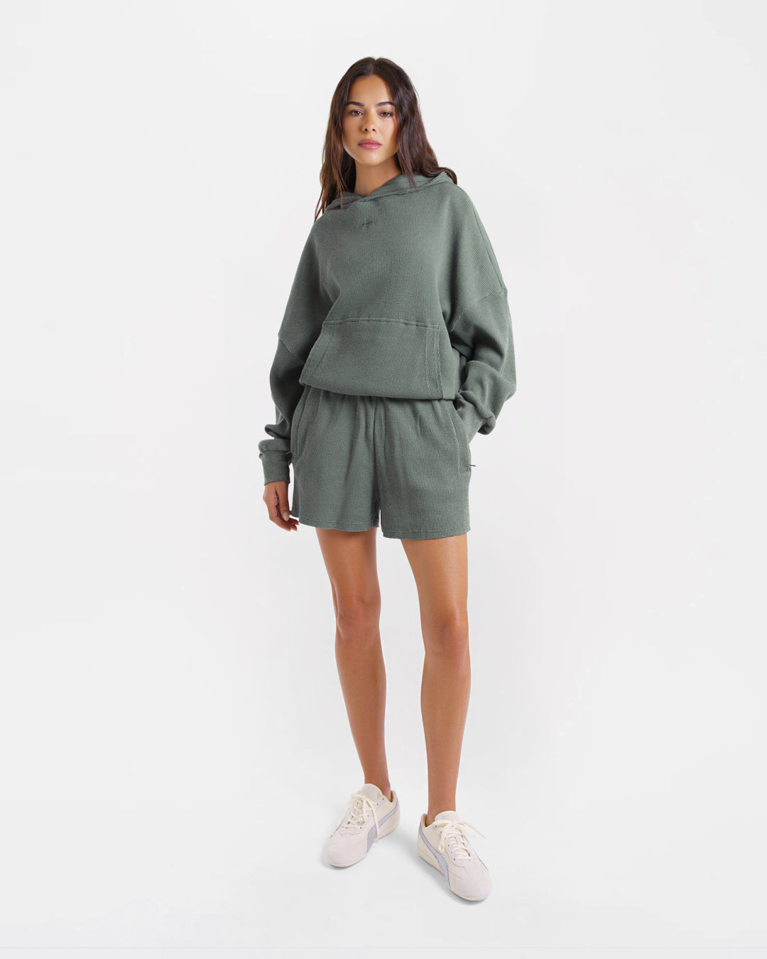 Shirley Waffle Hoodie - Green