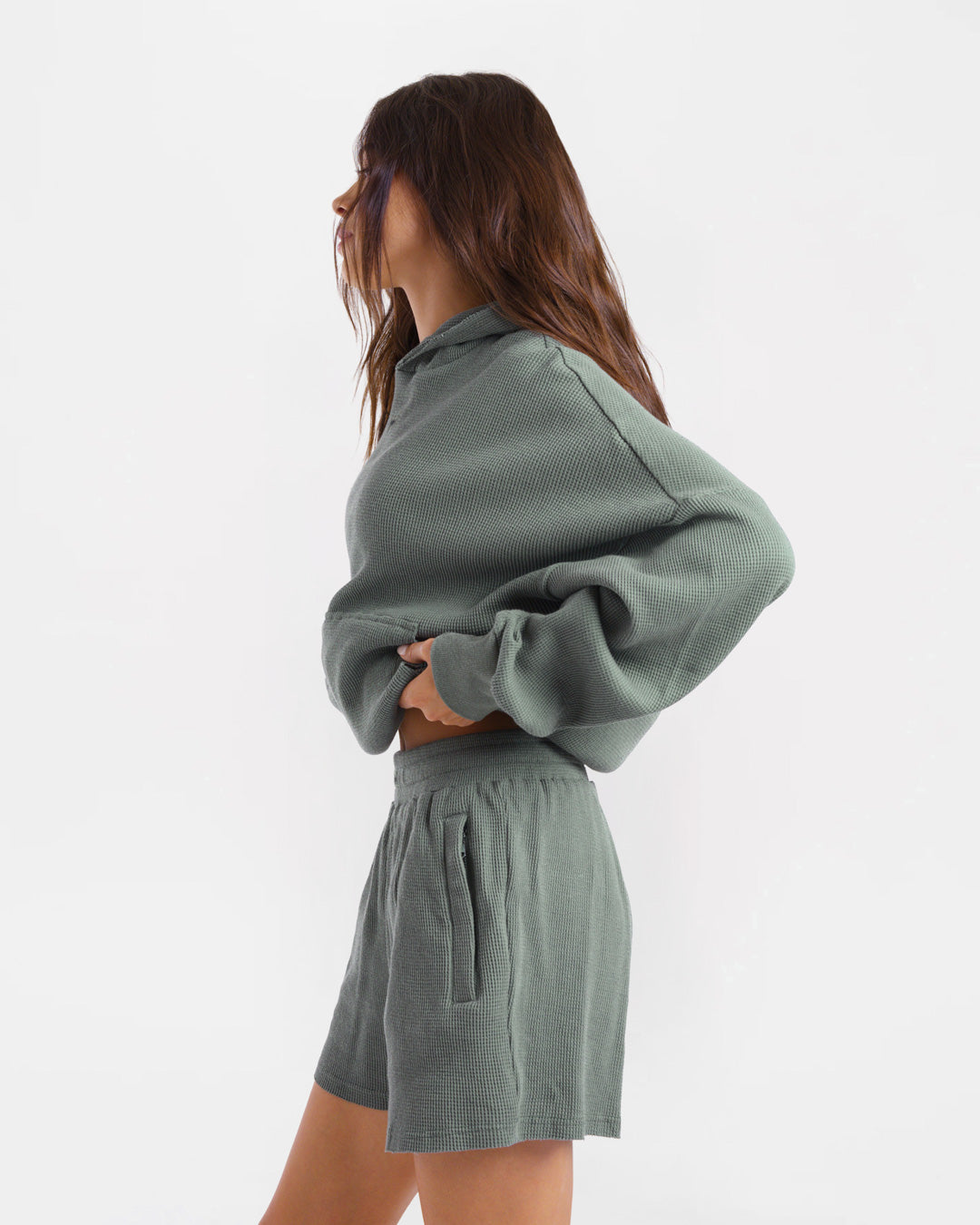 Shirley Waffle Hoodie - Green