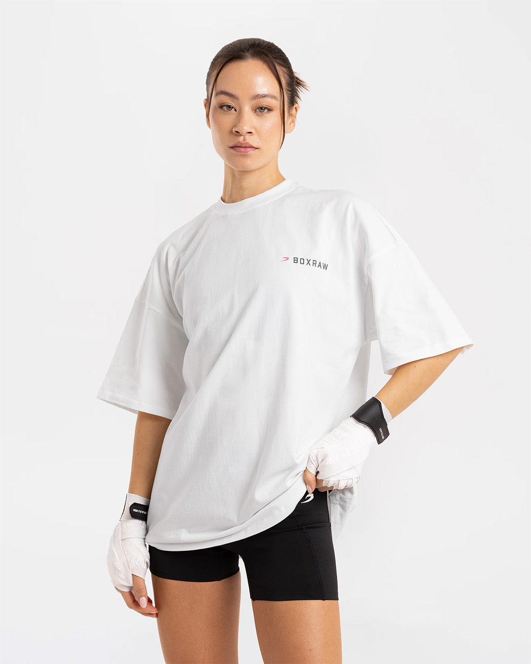 We Don't Play Boxing Oversized T-Shirt - White/Pink