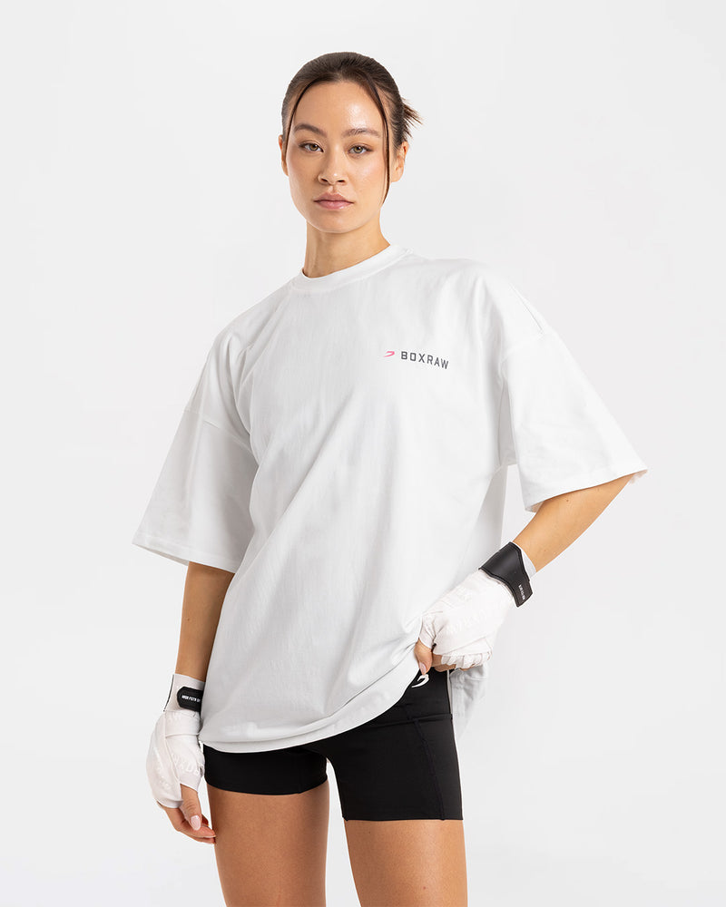 We Don't Play Boxing Oversized T-Shirt - White/Pink