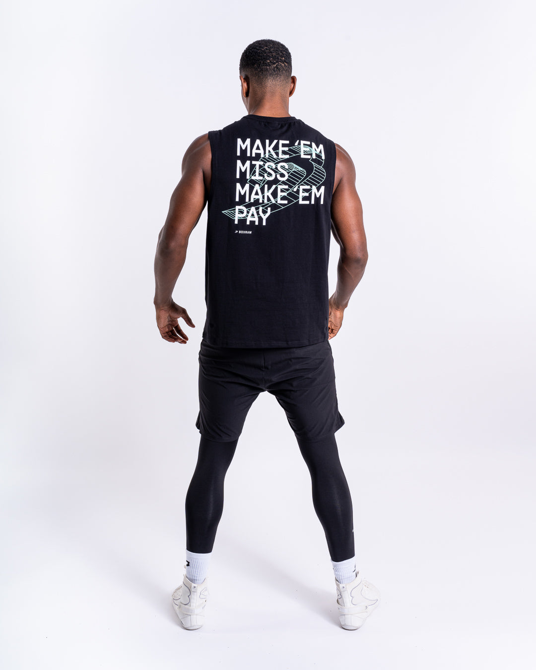 トップス deco depuis 1985 shrink une tank Make 'Em Miss Muscle Tank - Black | BOXRAW