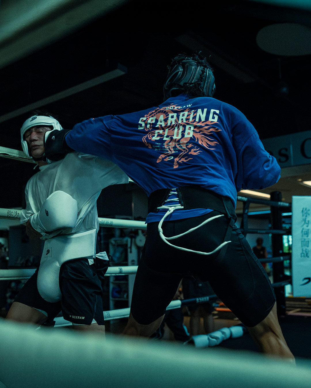 Sparring Club Fire Horse Oversized Long Sleeve T-Shirt - Washed Blue