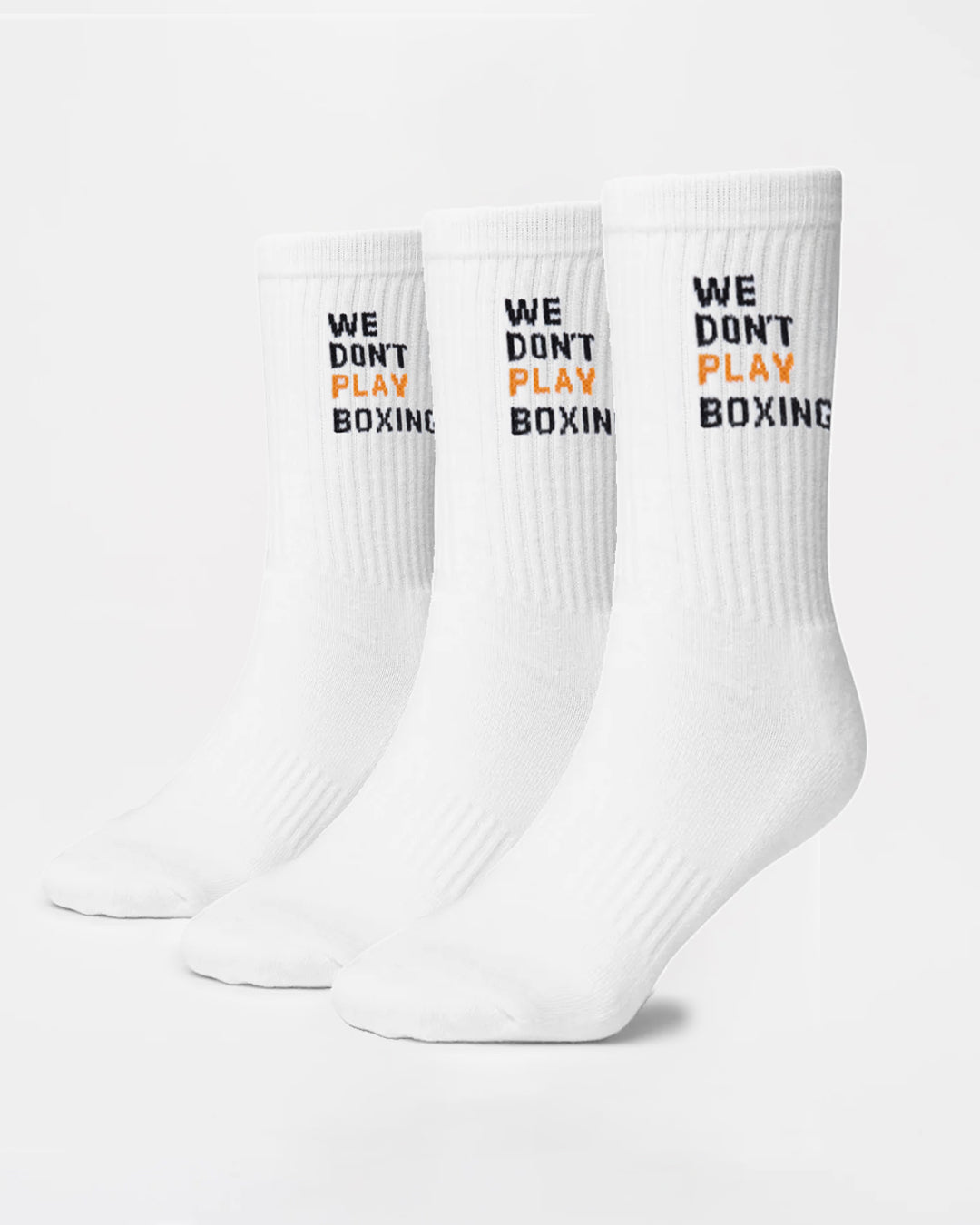 We Don't Play Boxing Crew Socks (3 Pairs) - White | BOXRAW