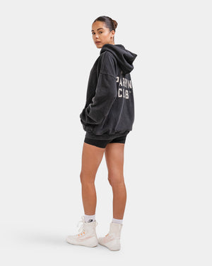 Sparring Club Oversized Zip Up Hoodie - Washed Black