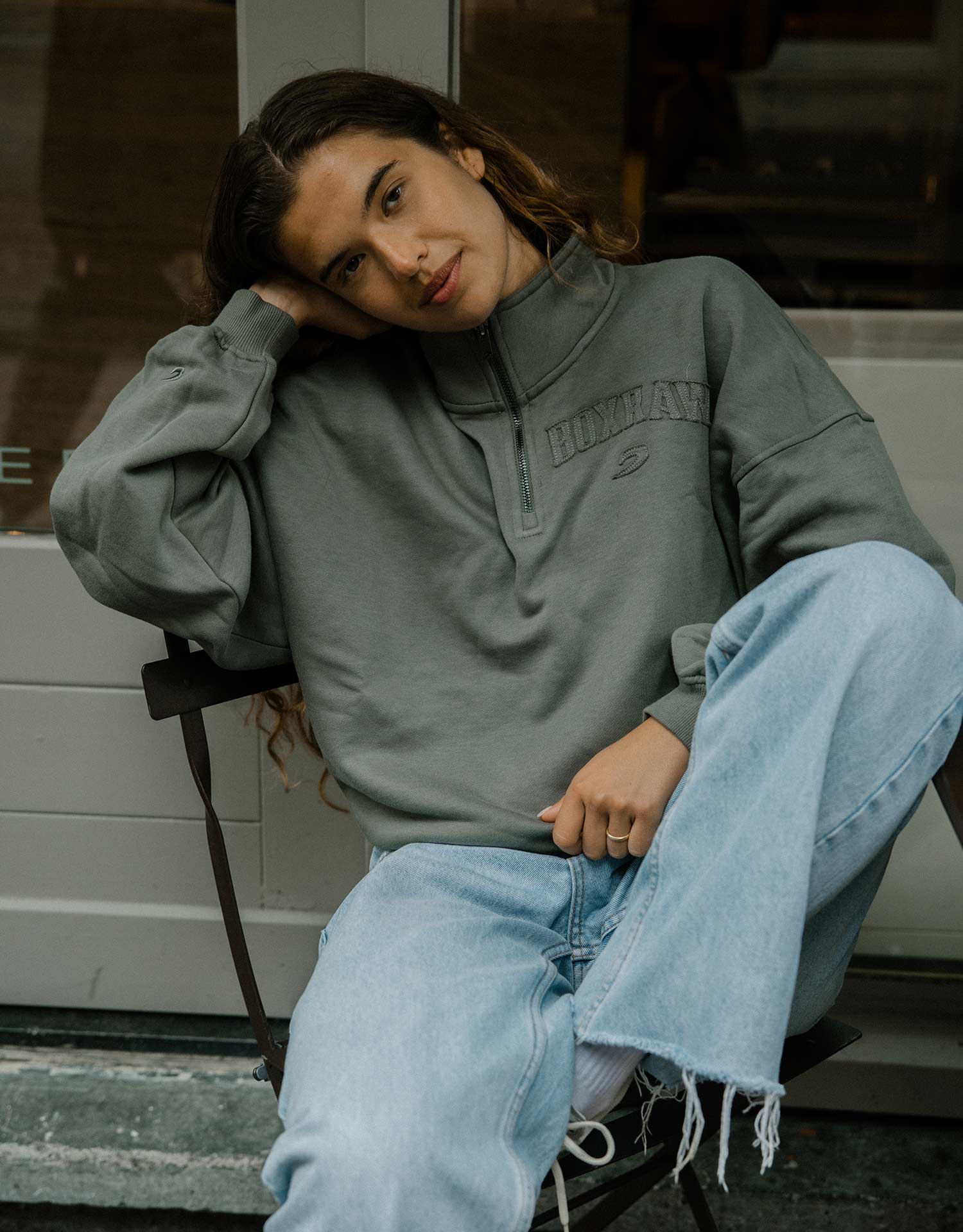East Street 1/4 Zip - Distressed Grey