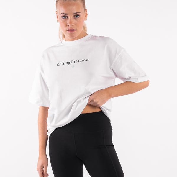 Chasing Greatness Oversized T Shirt White